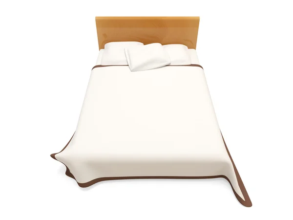 Drewniane łóżko izolowane na białym tle — Zdjęcie stockowe