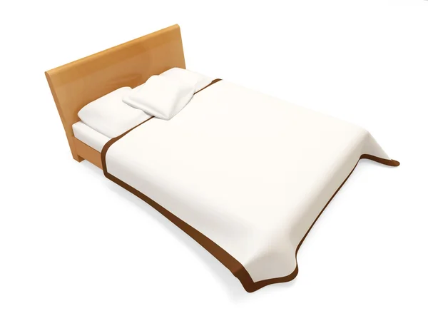 Trä säng isolerad på vit bakgrund — Stockfoto