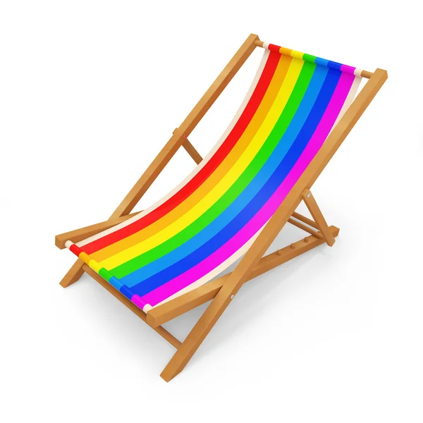 Cadeira de praia de madeira no fundo branco — Fotografia de Stock