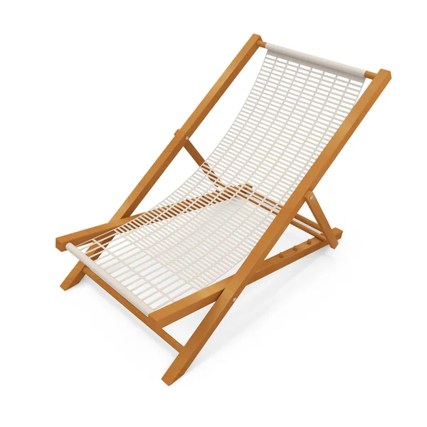 Chaise de plage en bois sur fond blanc — Photo