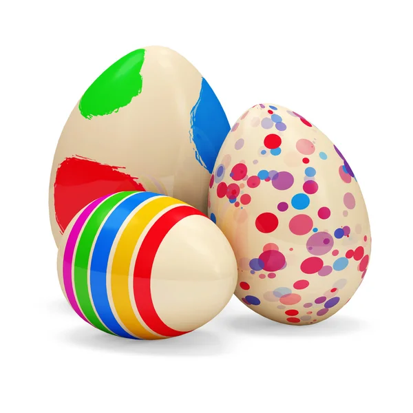 Uova di Pasqua dipinte su sfondo bianco — Foto Stock