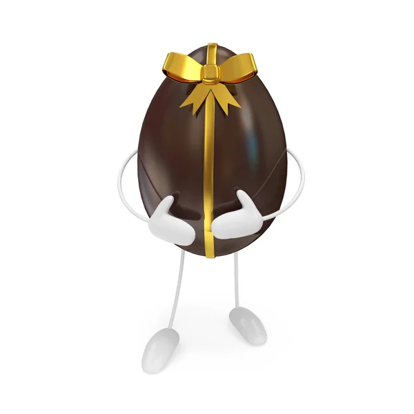 Chocolate Easter Egg Personage isolado no fundo branco — Fotografia de Stock
