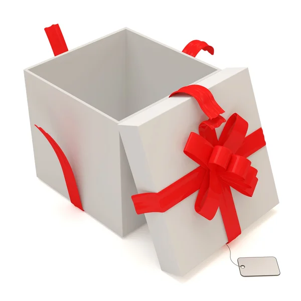 Beyaz arkaplanda izole edilmiş hediye kutusunu aç — Stok fotoğraf