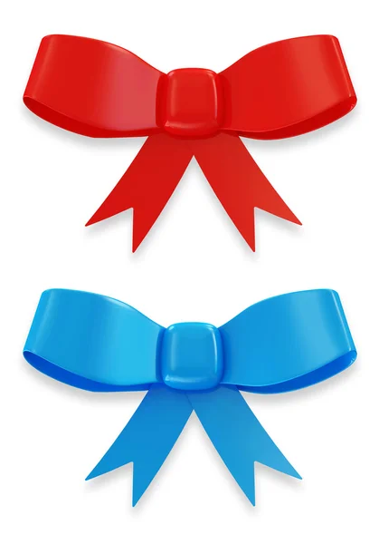 Set of Red and Blue Bow on white background — Stock Photo, Image