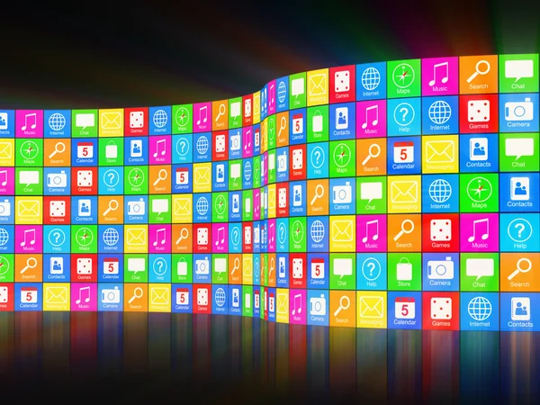 Abstract APPS Background with Glowing Rays — Stock Photo, Image