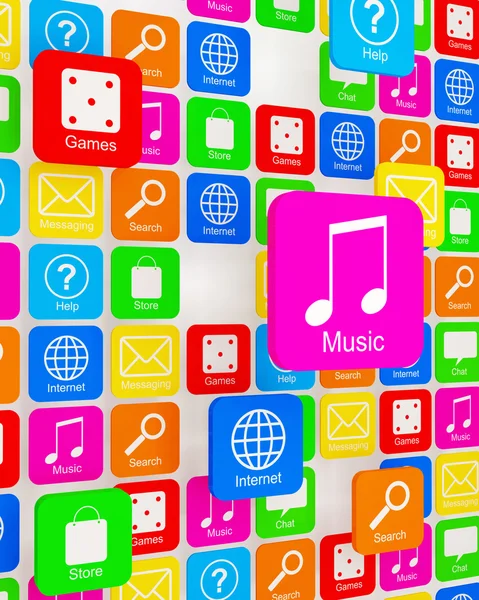 Smart Phone Application Icons on white background — Stock Photo, Image