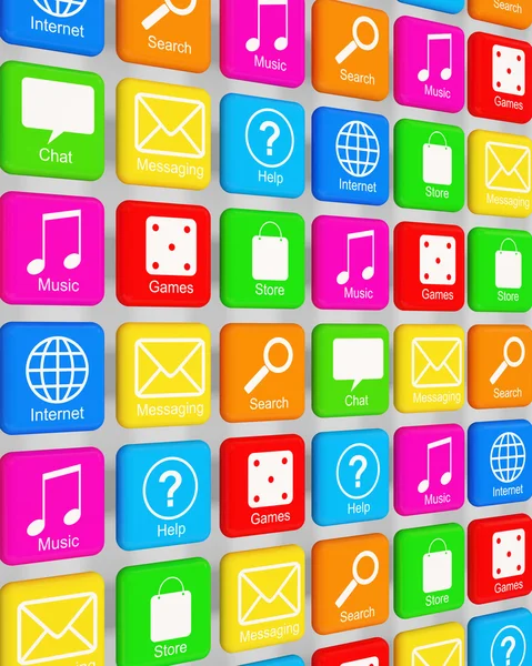 Smart Phone Application Icons on white background — Stock Photo, Image
