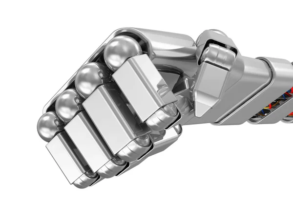 Punho robótico de metal isolado em fundo branco — Fotografia de Stock