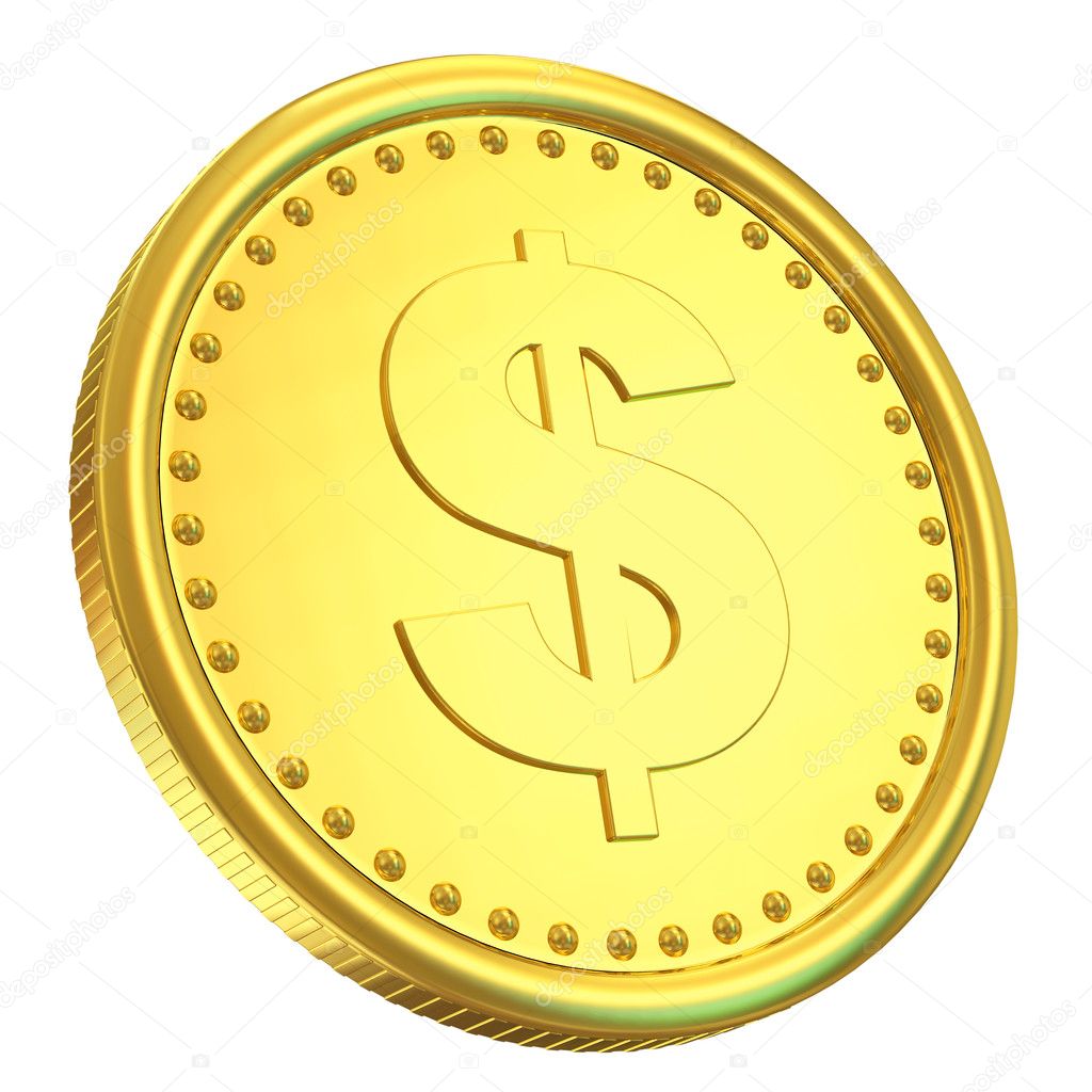 Golden Coin Isolated on white background