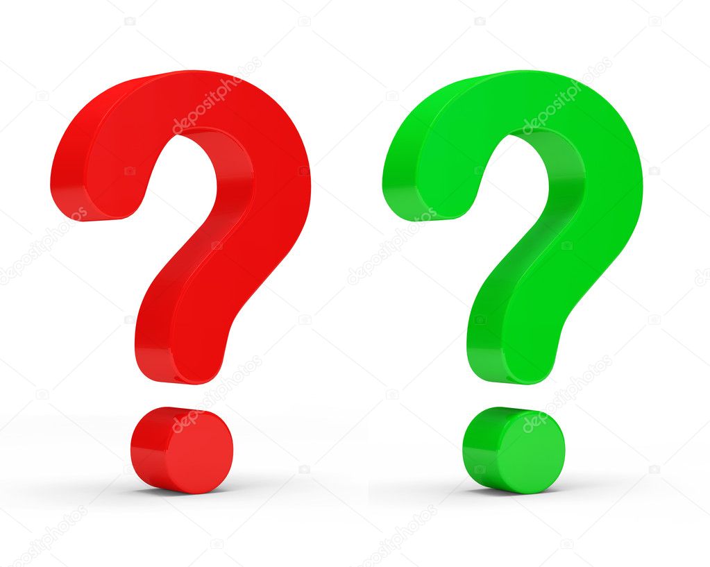 Red and Green Question Marks on white background