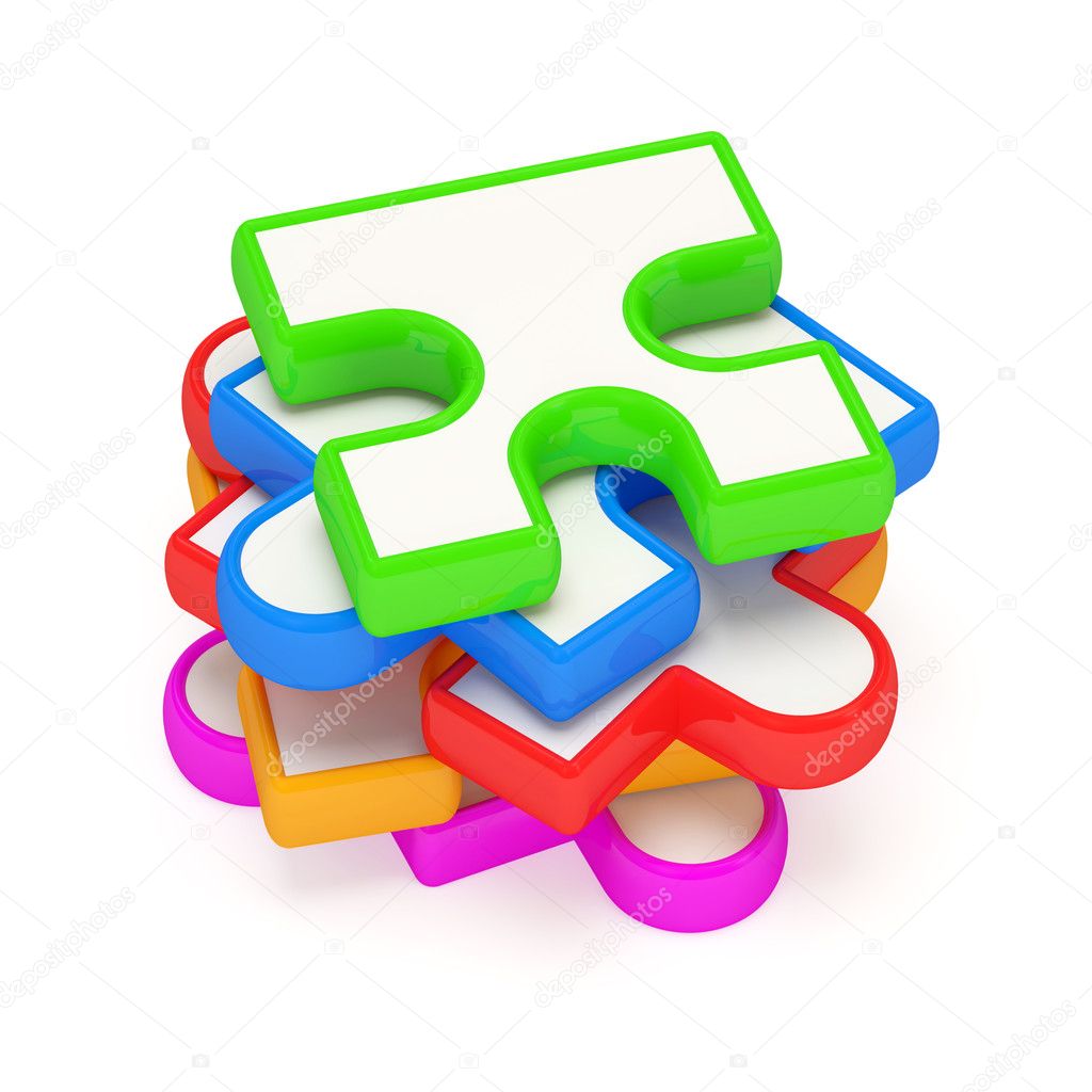 Colorful Puzzle Piece on white background