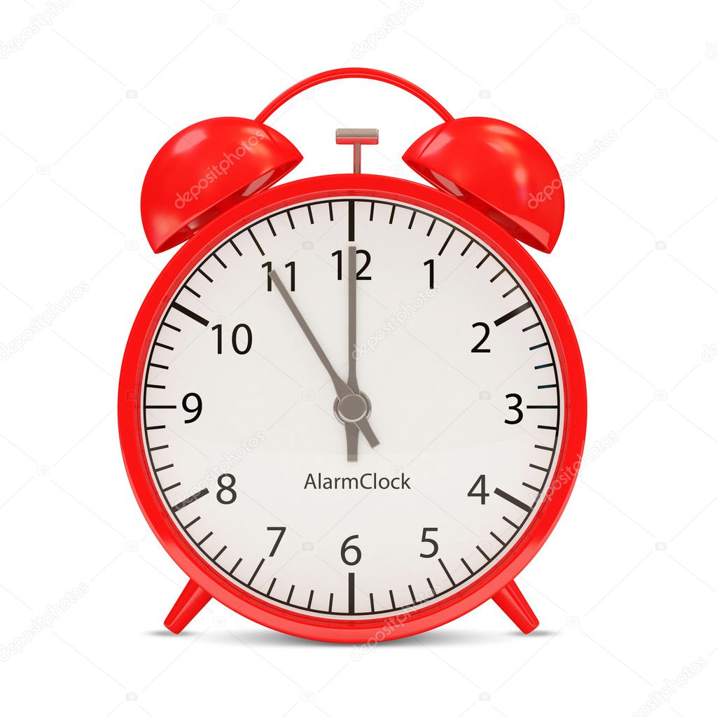 Red Alarm Clock on white background