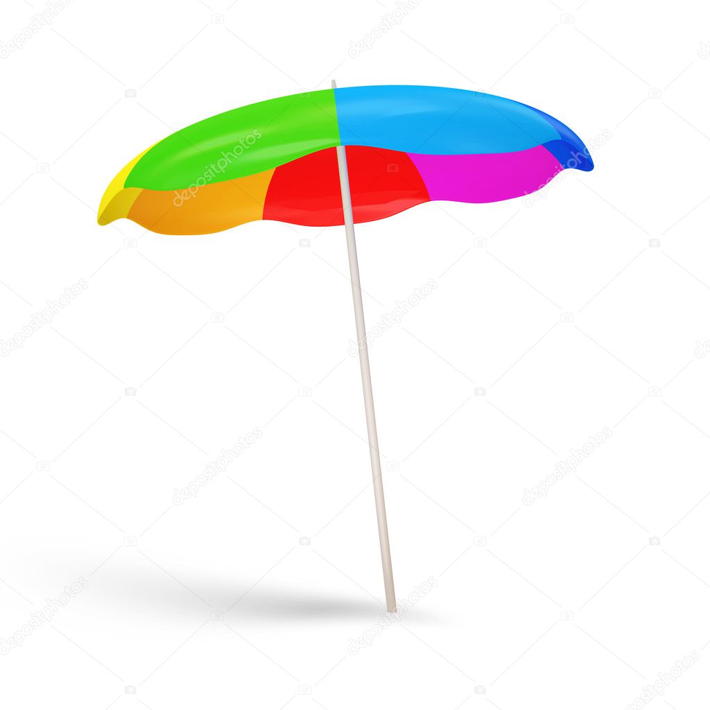 Colorful Beach Umbrella isolated on white background