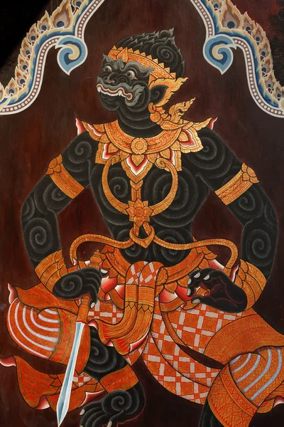 Δημόσια τέχνη ζωγραφική στο Ταϊλάνδης ναός στην Μπανγκόκ — Φωτογραφία Αρχείου