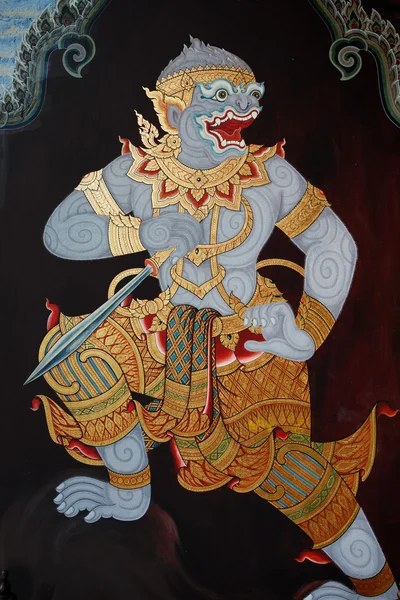 Openbare kunst schilderij op Thaise tempel — Stockfoto