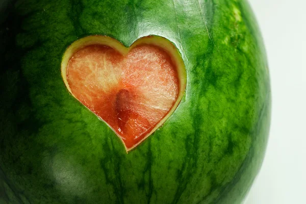 Water meloen met hart snijden — Stockfoto