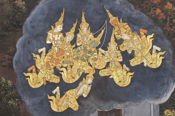Openbare kunst schilderij op Thaise tempel — Stockfoto