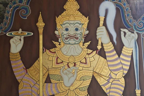Δημόσια τέχνη ζωγραφική στο wat phra kaew, Μπανγκόκ — Φωτογραφία Αρχείου