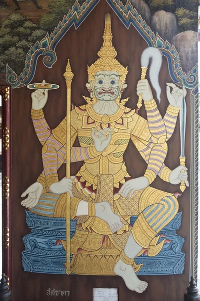 Kunst im öffentlichen Raum Malerei an der Wat Phra Kaeo, Bangkok — Stockfoto