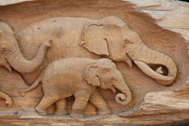 Elephant made from wood clipart