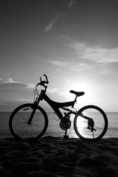 Silhouette d'un vélo sur la plage — Photo