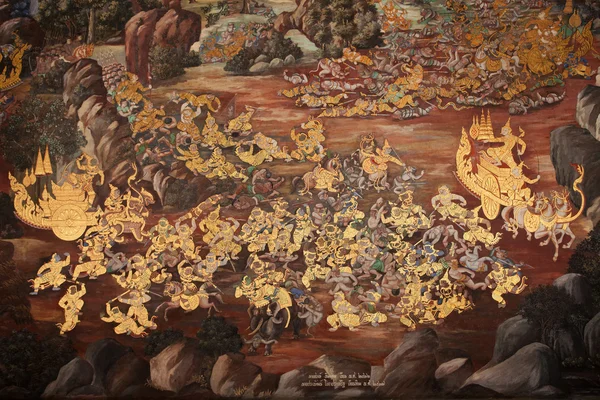 Mooie scène geschilderd in de grand palace, bangkok — Stockfoto