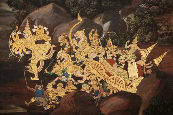 Mooie scène geschilderd in de grand palace, bangkok — Stockfoto