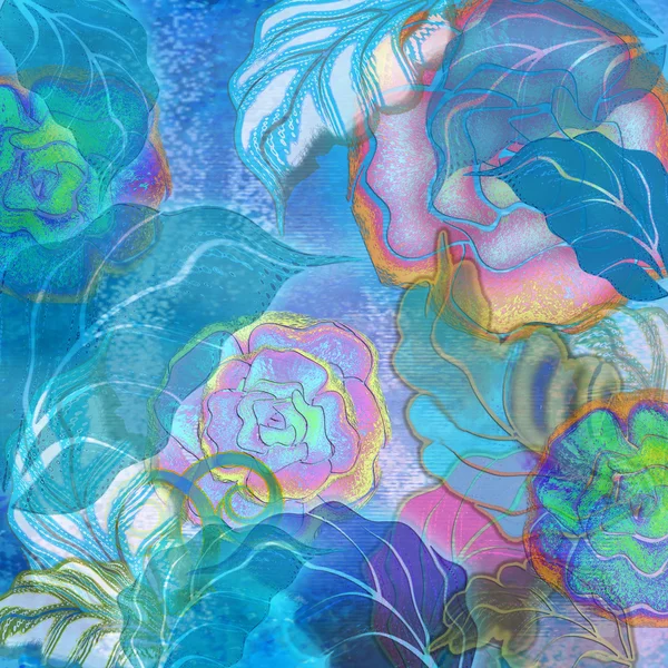 Blue floral design — Stockfoto