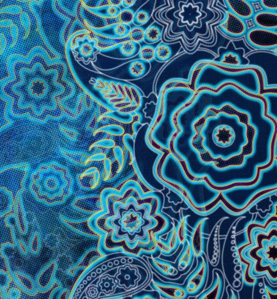 Blumenmuster dunkelblau — Stockfoto