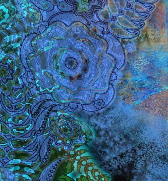 Çiçek desenli koyu mavi — Stok fotoğraf