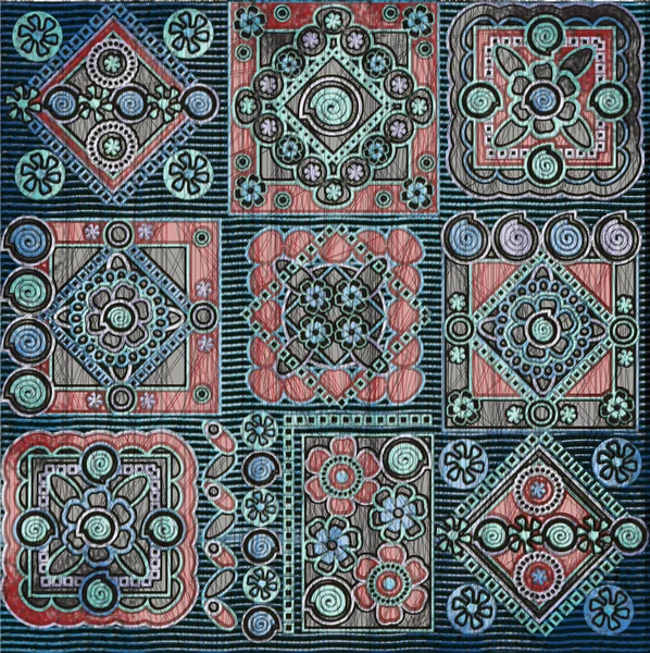 Blaue und rote geometrische Muster — Stockfoto