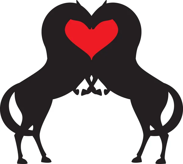 Ló piros szív — Stock Vector
