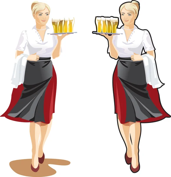 Пивная официантка — стоковый вектор