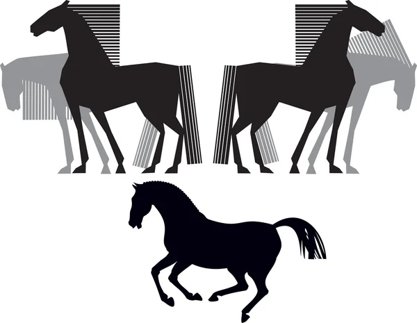 Silueta de caballo — Vector de stock