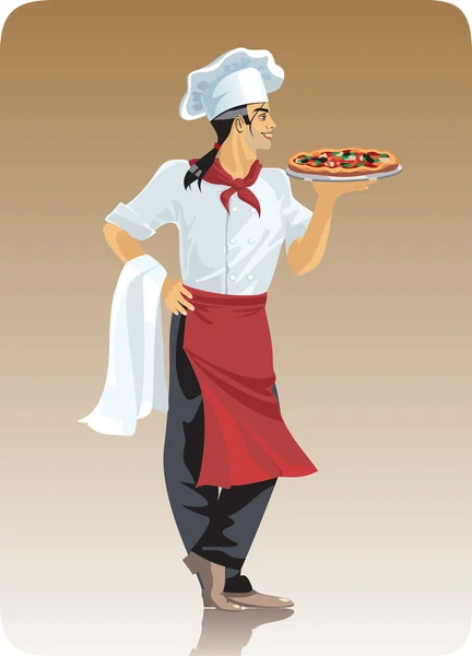披萨厨师 — 图库矢量图片