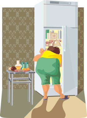 Diet, a glutton woman clipart