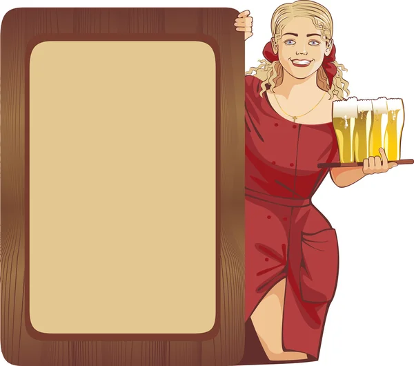 Kelnerka piwa — Wektor stockowy