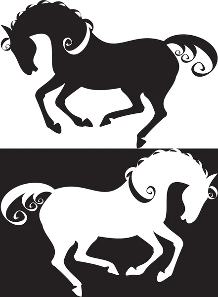 Paarden silhouet — Stockvector