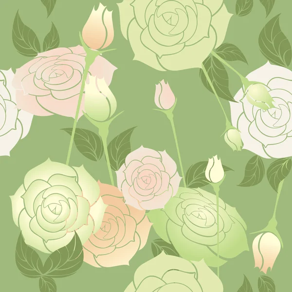 Roses seamless pattern pastel color — Stock Vector