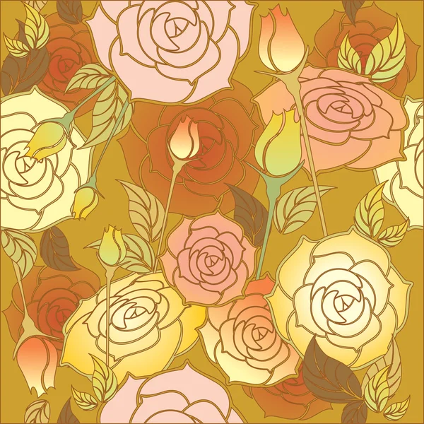 Floral design roses pattern seamless — Stock Vector