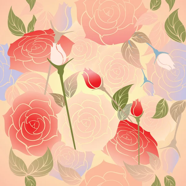 Patrón de rosas sin costura — Vector de stock