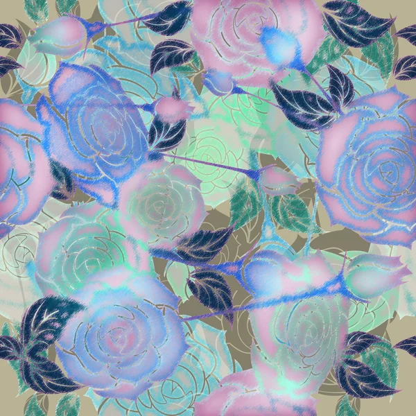 Floral σχέδιο λιλά τριαντάφυλλα και οφθαλμός — Φωτογραφία Αρχείου