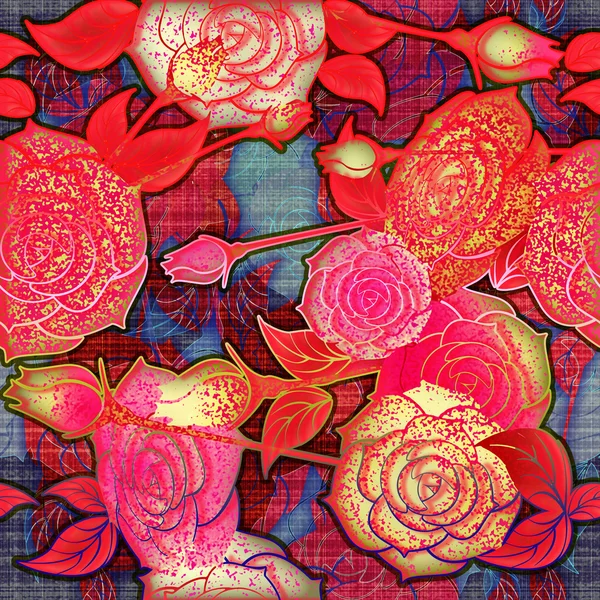 Diseño floral patrón rosas, brote rojo —  Fotos de Stock