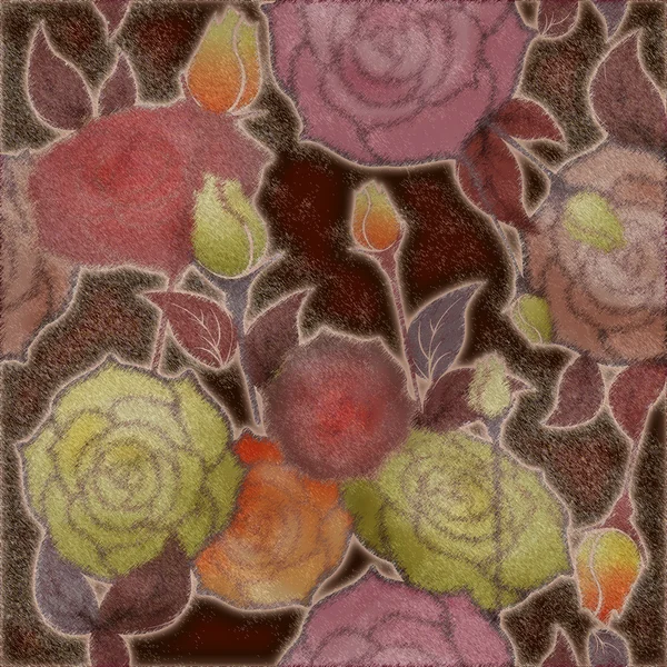 Floral padrão de design rosas, bud rosa no fundo escuro — Fotografia de Stock
