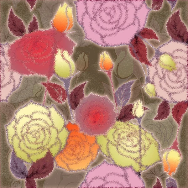 Blumenmuster Rosen, Knospe rosa, gelb — Stockfoto