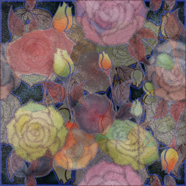 Çiçek tasarım deseni güller, pembe tomurcuk — Stok fotoğraf