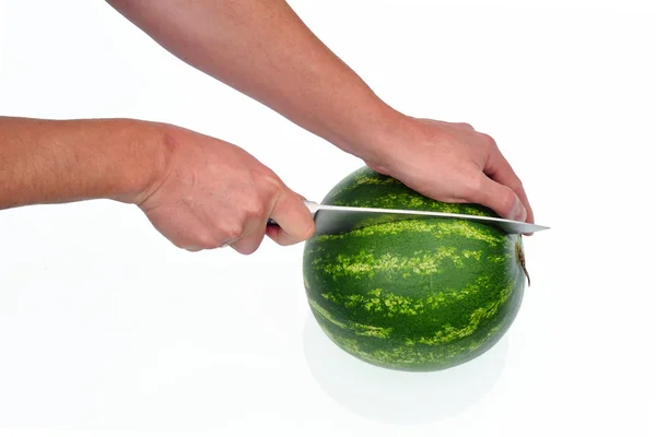 Cutting watermelon — Stock Photo, Image