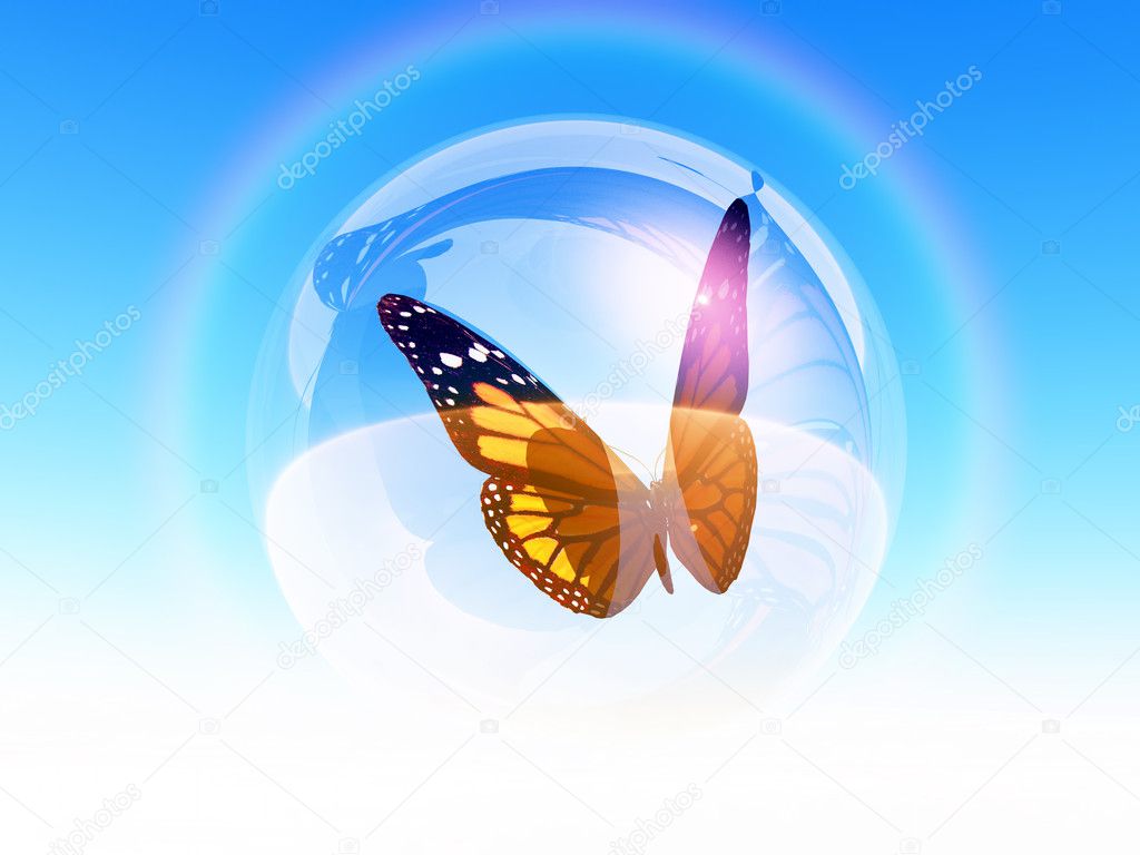 Butterfly in bubble