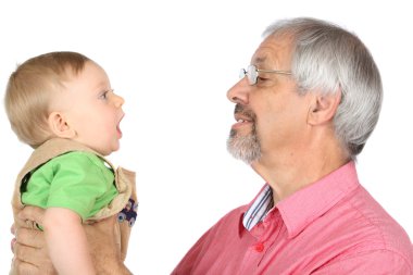 Grandfather and grandson clipart