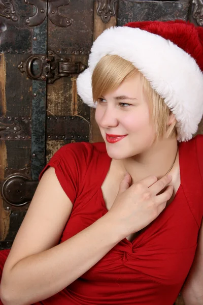 Blonde vrouw van Kerstmis — Stockfoto
